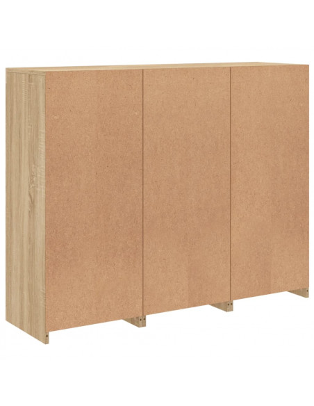 Credenze con Luci LED 3 pz Rovere Sonoma in Legno Multistrato