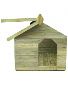 Cuccia per Cane da Esterno con Tetto Apribile Pino Impregnato