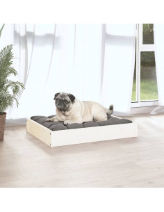Cuccia per Cani Bianca 61,5x49x9 cm in Legno Massello di Pino