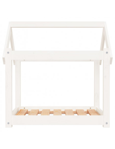 Cuccia per Cani Bianca 71x55x70 cm in Legno Massello di Pino