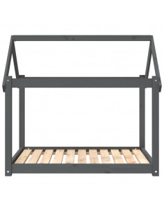 Cuccia per Cani Grigia 101x70x90 cm in Legno Massello di Pino