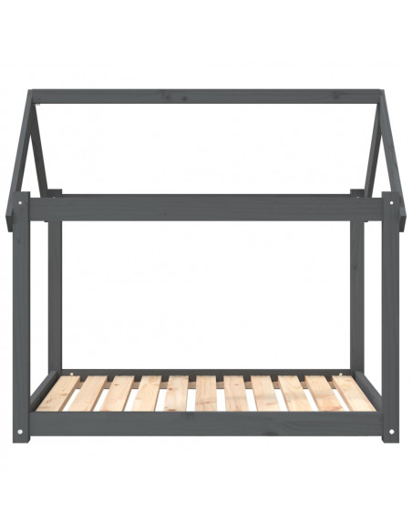 Cuccia per Cani Grigia 101x70x90 cm in Legno Massello di Pino