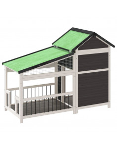 Cuccia per Cani Grigia 143x60,5x109cm in Legno Massello di Pino