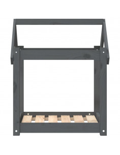 Cuccia per Cani Grigia 61x50x70  cm in Legno Massello di Pino