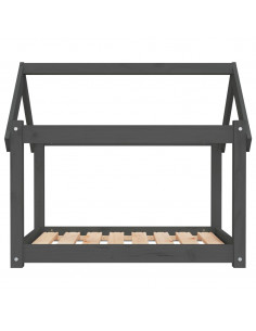 Cuccia per Cani Grigia 81x60x70 cm in Legno Massello di Pino