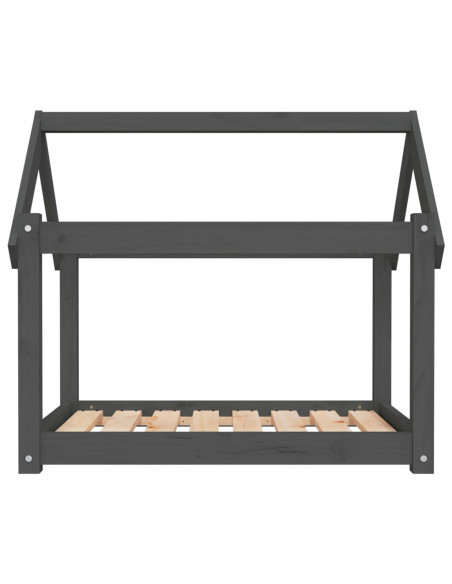 Cuccia per Cani Grigia 81x60x70 cm in Legno Massello di Pino