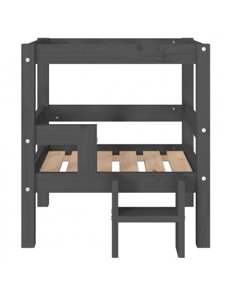 Cuccia per Cani Grigio 55,5x53,5x60cm in Legno Massello di Pino