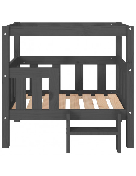 Cuccia per Cani Grigio 75,5x63,5x70cm in Legno Massello di Pino