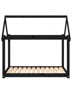 Cuccia per Cani Nera 111x80x100 cm in Legno Massello di Pino