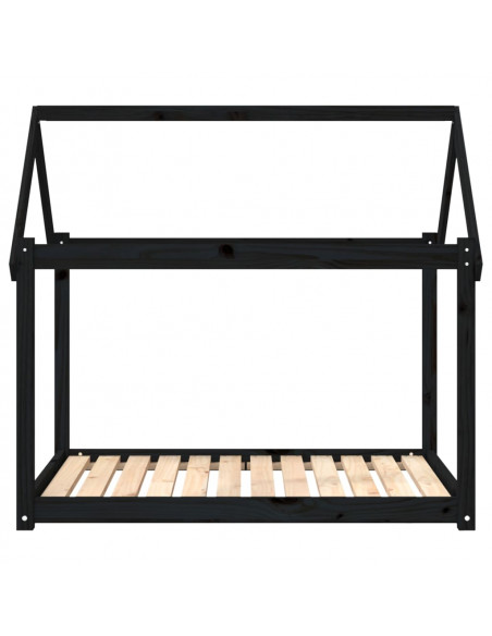Cuccia per Cani Nera 111x80x100 cm in Legno Massello di Pino