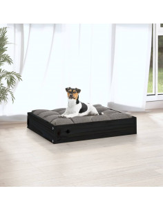 Cuccia per Cani Nera 51,5x44x9 cm in Legno Massello di Pino