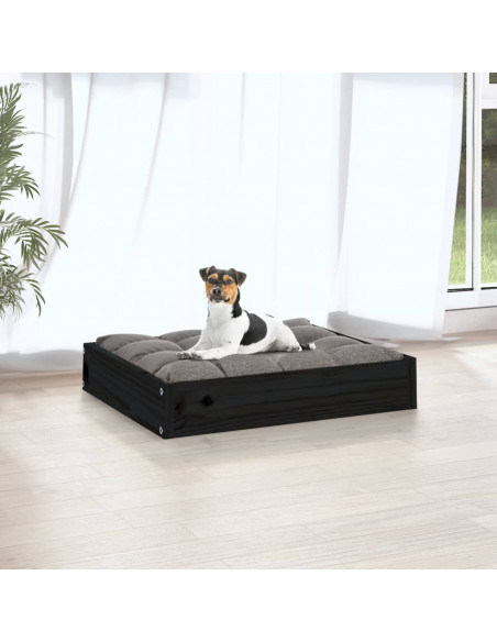 Cuccia per Cani Nera 51,5x44x9 cm in Legno Massello di Pino