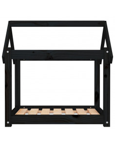 Cuccia per Cani Nera 71x55x70 cm in Legno Massello di Pino