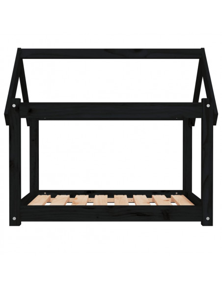 Cuccia per Cani Nera 81x60x70 cm in Legno Massello di Pino