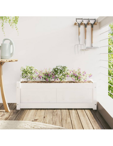 Fioriera da Giardino Bianca 90x31x31 cm Legno Massello di Pino