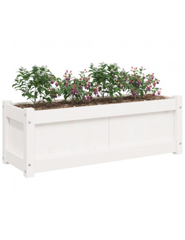 Fioriera da Giardino Bianca 90x31x31 cm Legno Massello di Pino