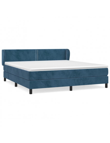 Giroletto a Molle con Materasso Blu Scuro 160x200 cm in Velluto