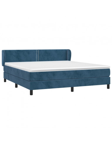 Giroletto a Molle con Materasso Blu Scuro 160x200 cm in Velluto