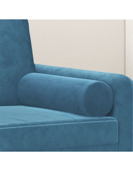 Cuscini Decorativi 2 pz Blu Ø15x50 cm in Velluto