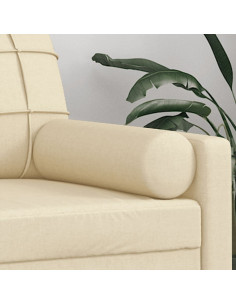 Cuscini Decorativi 2 pz Crema Ø15x50 cm in Tessuto