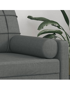 Cuscini Decorativi 2 pz Grigio Scuro Ø15x50 cm in Tessuto