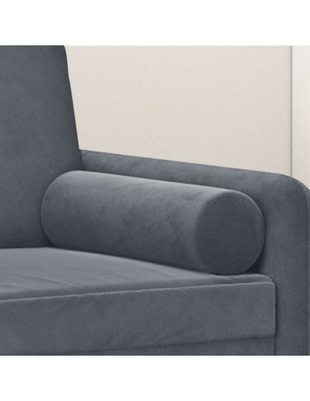Cuscini Decorativi 2 pz Grigio Scuro Ø15x50 cm in Velluto