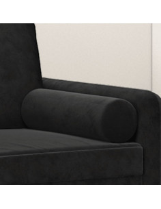 Cuscini Decorativi 2 pz Nero Ø15x50 cm in Velluto