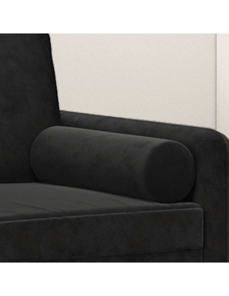 Cuscini Decorativi 2 pz Nero Ø15x50 cm in Velluto