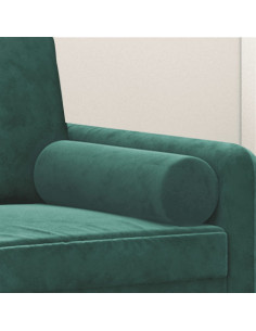 Cuscini Decorativi 2 pz Verde Scuro Ø15x50 cm in Velluto