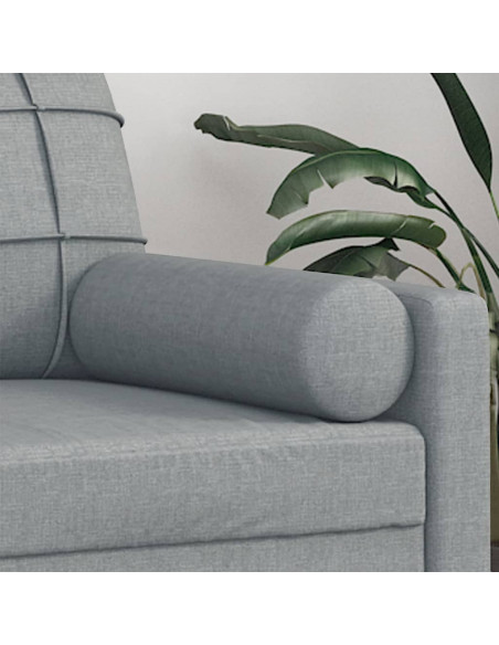 Cuscini Decorativi 2pz Grigio Chiaro Ø15x50 cm in Tessuto