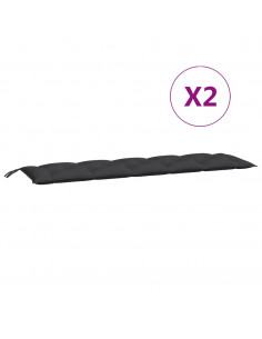 Cuscini Panca da Giardino 2pz Neri 180x50x7cm Tessuto Oxford