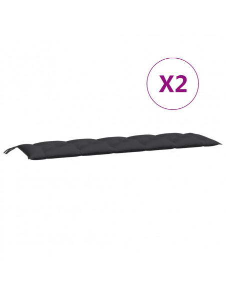 Cuscini Panca da Giardino 2pz Neri 180x50x7cm Tessuto Oxford