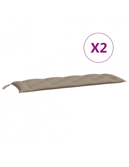 Cuscini Panca da Giardino 2pz Tortora 150x50x7cm Tessuto Oxford