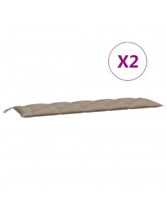 Cuscini Panca da Giardino 2pz Tortora 180x50x7cm Tessuto Oxford