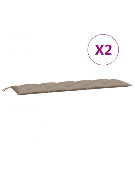 Cuscini Panca da Giardino 2pz Tortora 180x50x7cm Tessuto Oxford