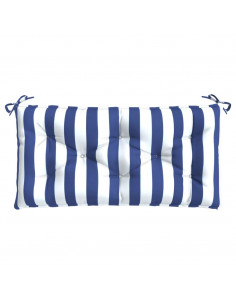 Cuscini Panca Giardino 2pz Righe Bianche Blu 100x50x7cm Tessuto