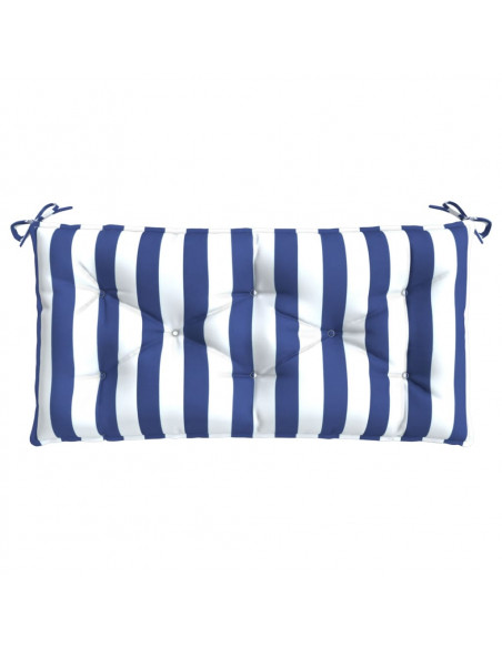 Cuscini Panca Giardino 2pz Righe Bianche Blu 100x50x7cm Tessuto