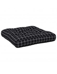 Cuscini per Pallet 2 pz Neri Motivo a Quadri Tessuto
