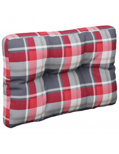 Cuscini per Pallet 2 pz Rossi a Quadri in Tessuto
