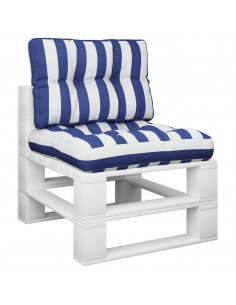 Cuscini per Pallet 2 pz Strisce Blu e Bianche in Tessuto