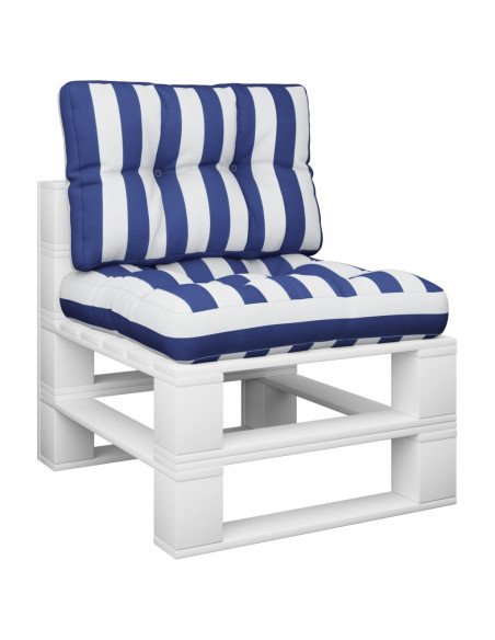 Cuscini per Pallet 2 pz Strisce Blu e Bianche in Tessuto