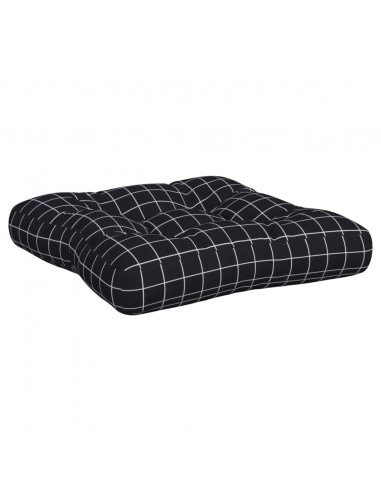 Cuscini per Pallet 3 pz Motivo a Quadri Nero in Tessuto Oxford