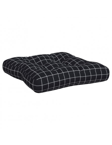 Cuscini per Pallet 3 pz Motivo a Quadri Nero in Tessuto Oxford