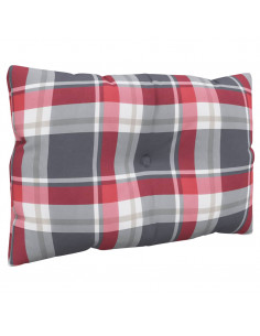 Cuscini per Pallet 3 pz Rossi a Quadri in Tessuto