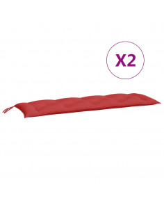 Cuscini per Panca 2 pz Rossi 150x50x7 cm in Tessuto Oxford