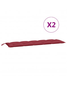 Cuscini per Panca 2 pz Rosso Vino 180x50x7 cm in Tessuto Oxford