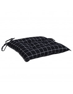 Cuscini per Sedia 2pz Motivo a Quadri Nero 40x40x7 cm Tessuto