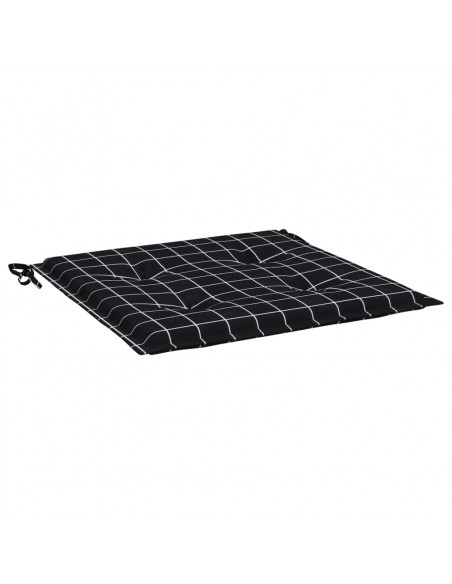 Cuscini per Sedia 4 pz Motivo a Quadri Nero 50x50x3cm Tessuto