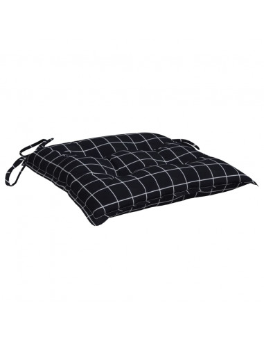 Cuscini per Sedia 6 pz a Quadri Neri 50x50x7 cm Tessuto Oxford