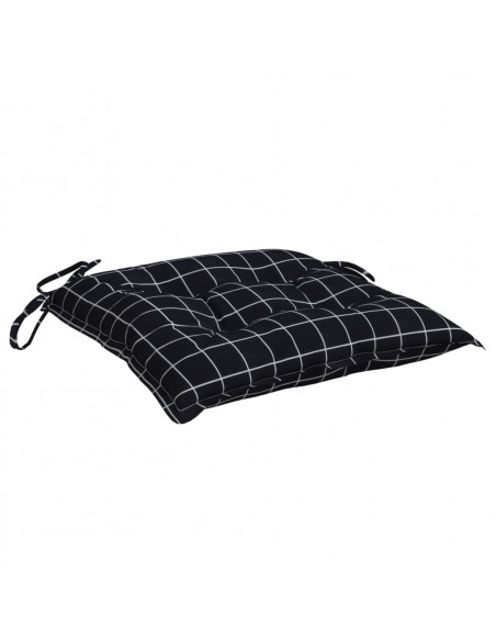 Cuscini per Sedia 6 pz a Quadri Neri 50x50x7 cm Tessuto Oxford